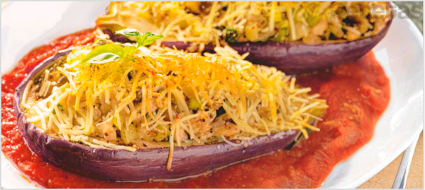 Berenjenas con pollo y queso